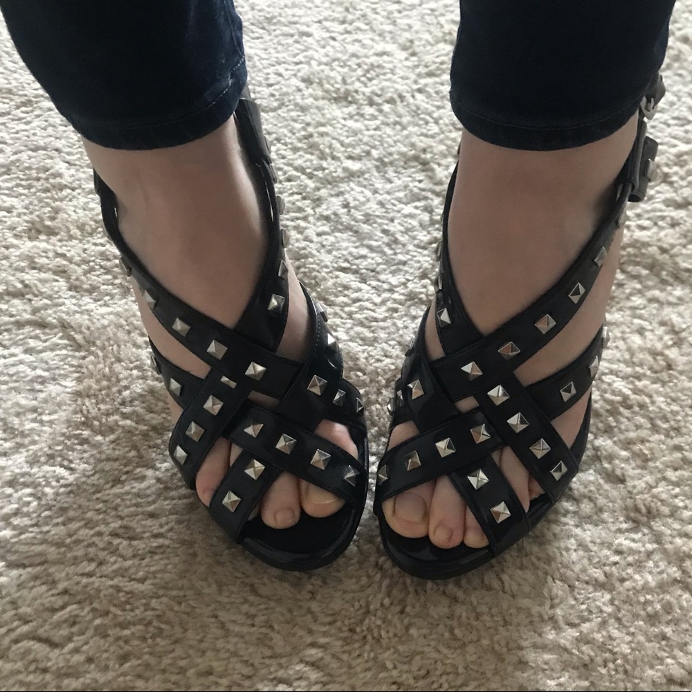 Topshop black studded heels size 8